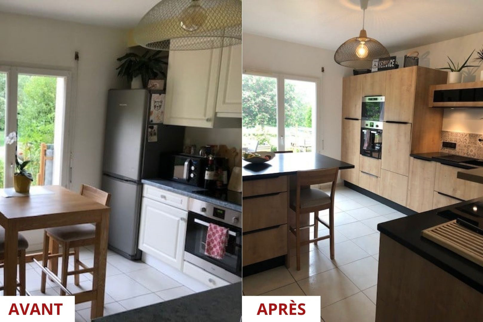 Rénovation cuisine noire et bois