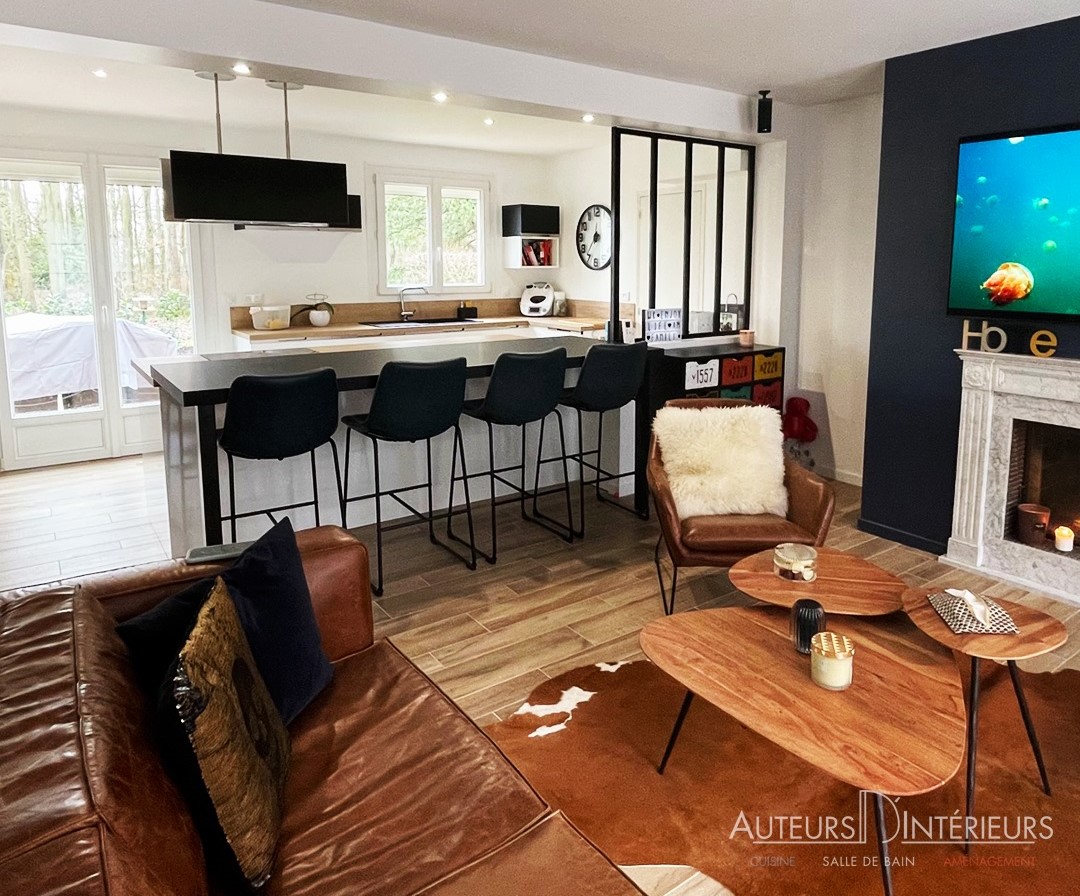 Cuisine blanche et bois