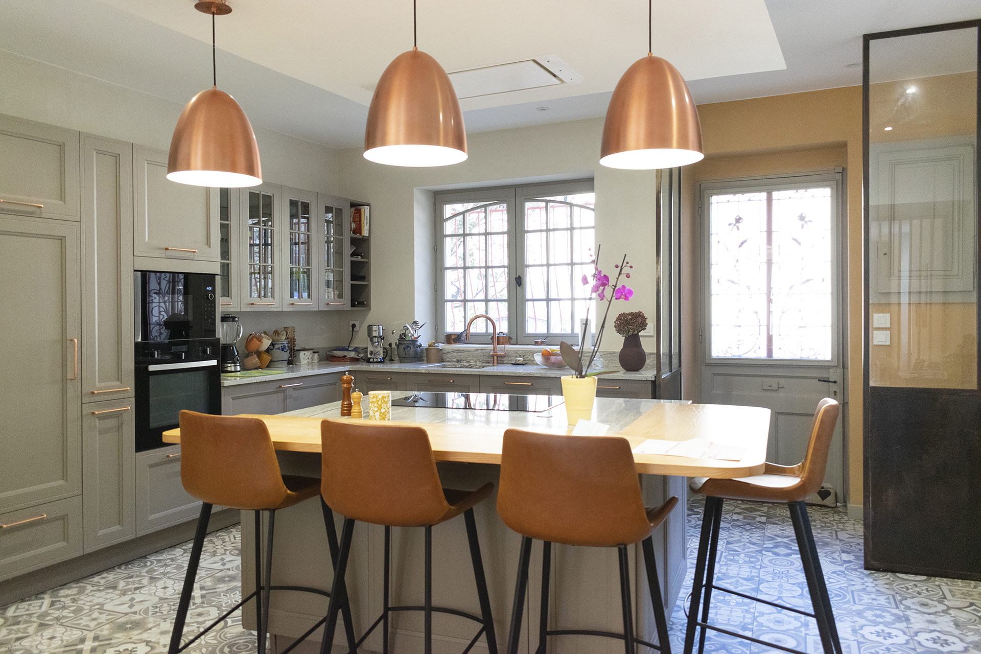 Cuisine vintage grise en L