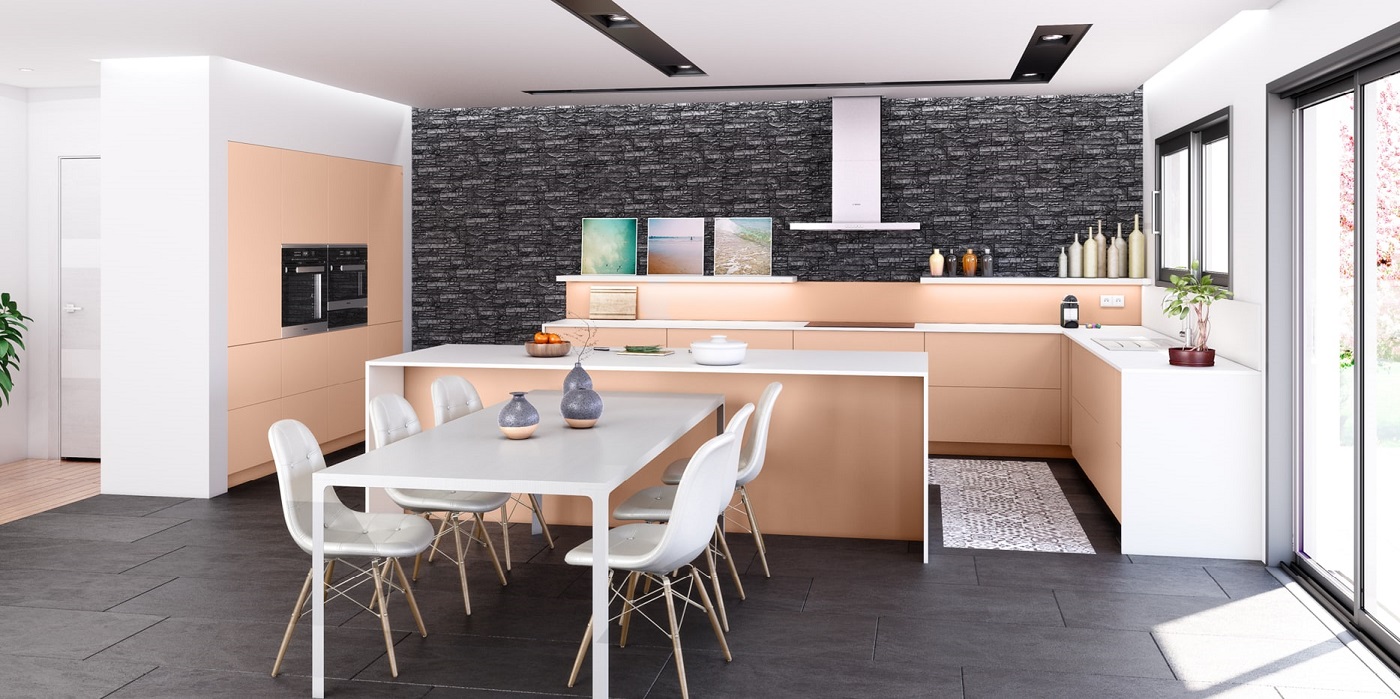 Cuisine orange et blanc