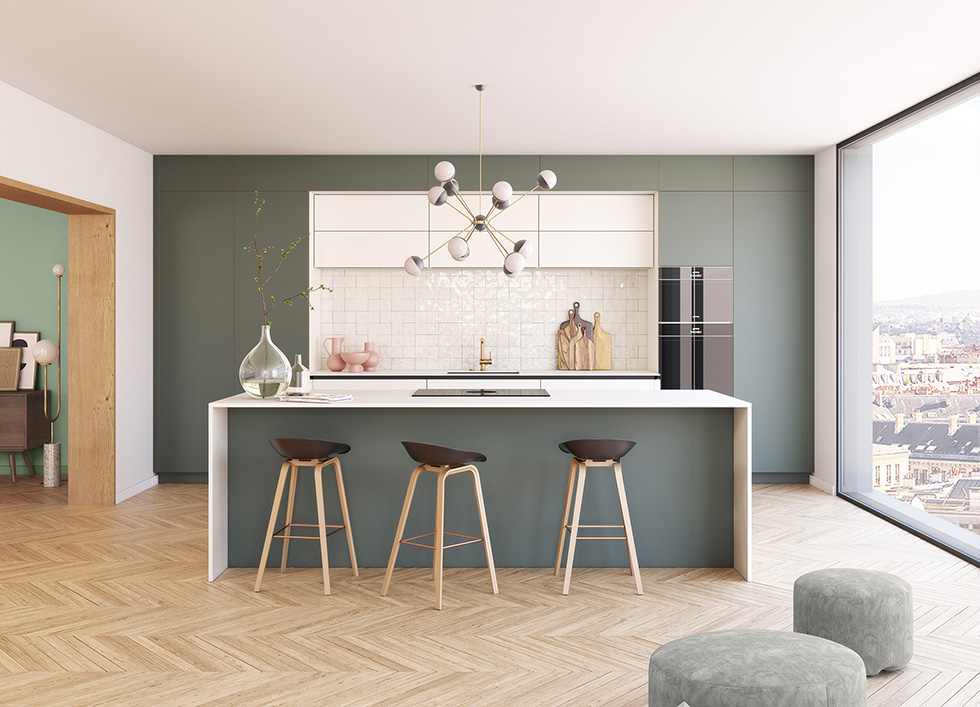 Cuisine blanche et verte