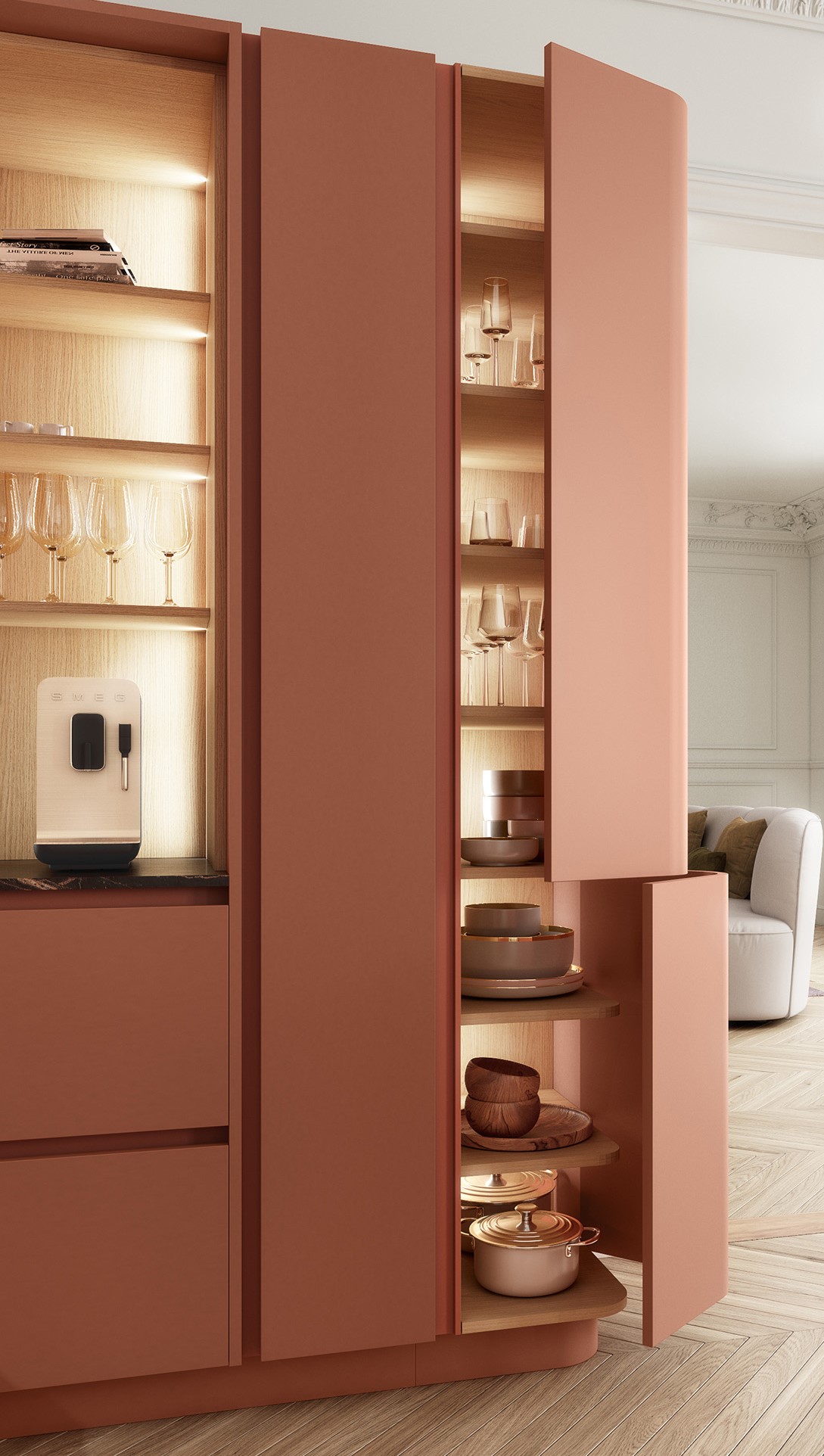 Cuisine arrondie terracotta