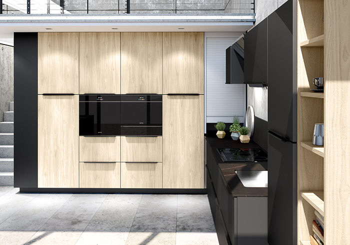 Cuisine noire et bois