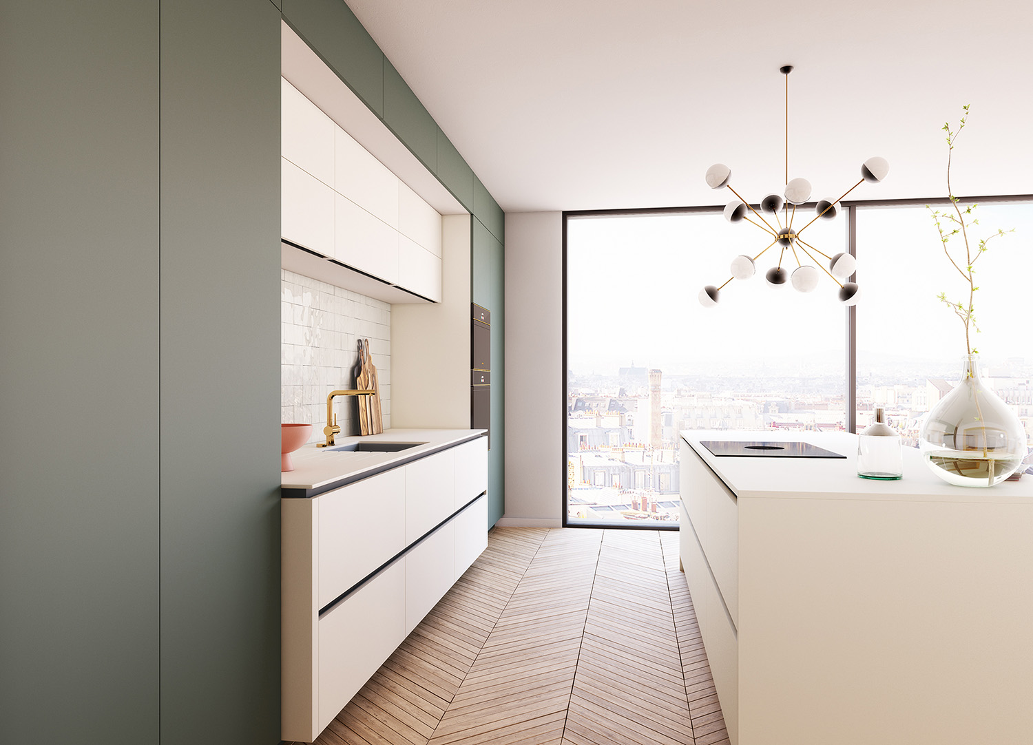 Cuisine vert et bois