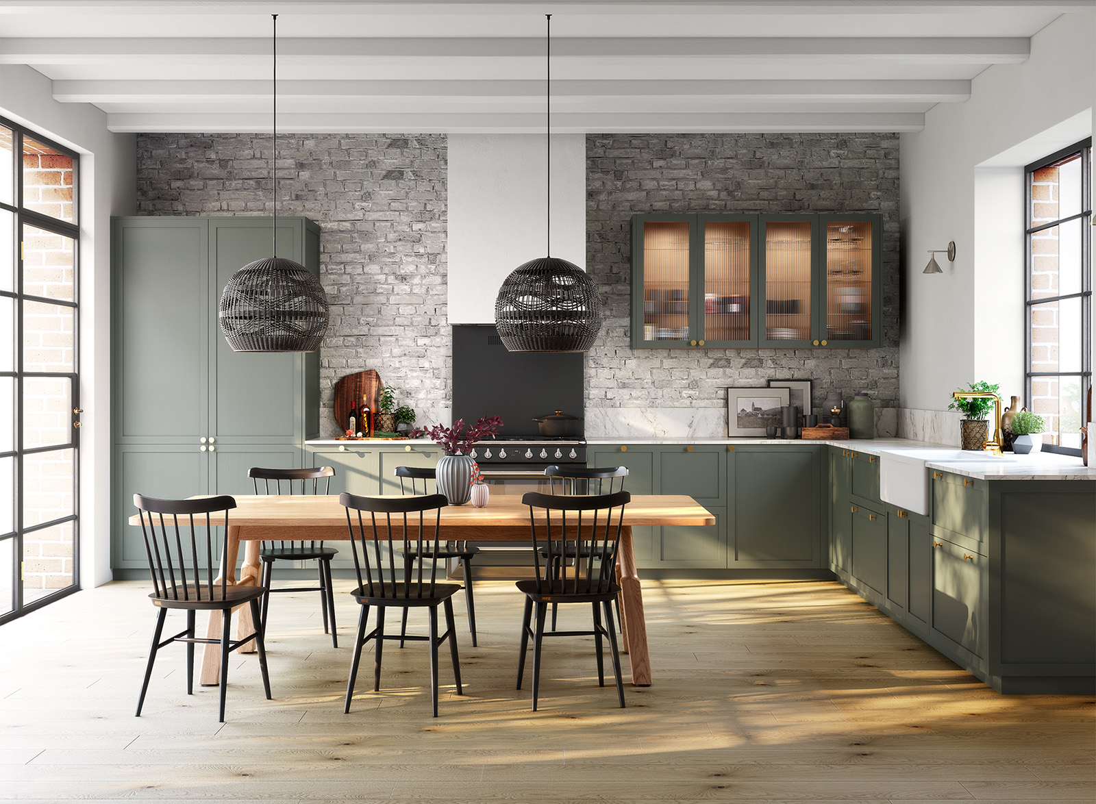 Cuisine en bois vert