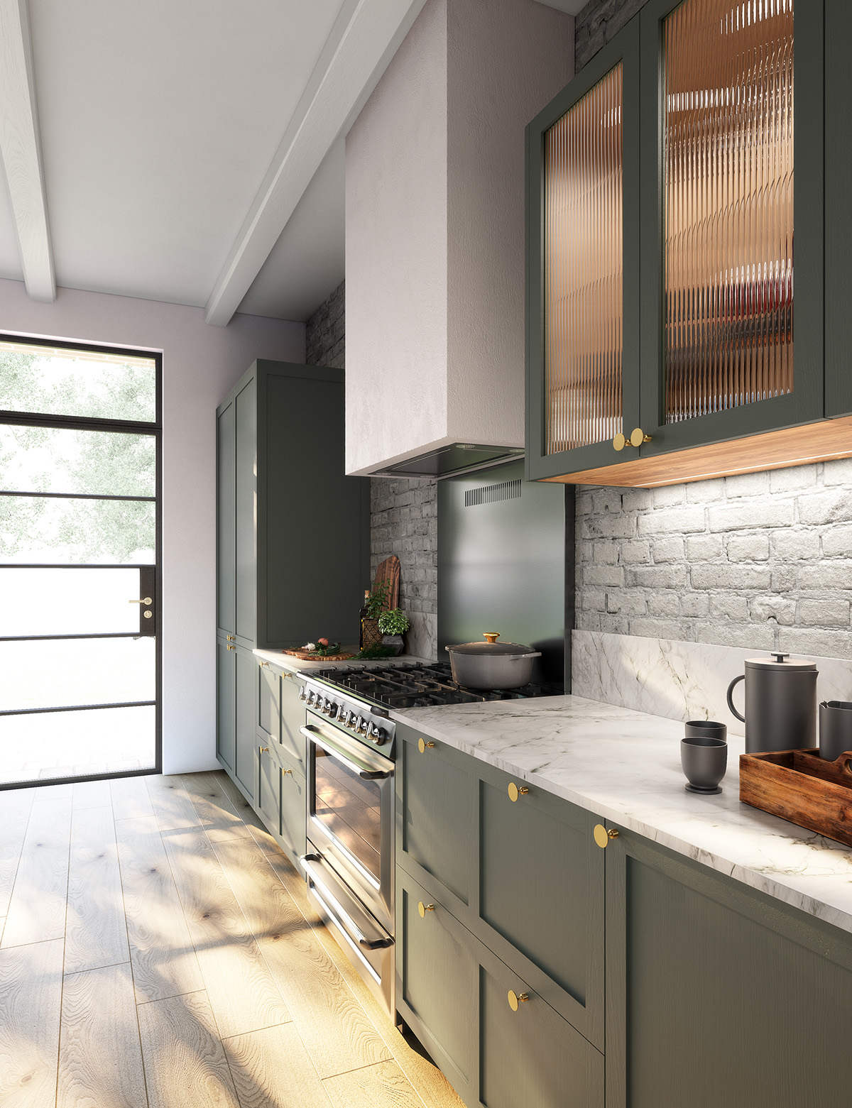 Cuisine vert et bois