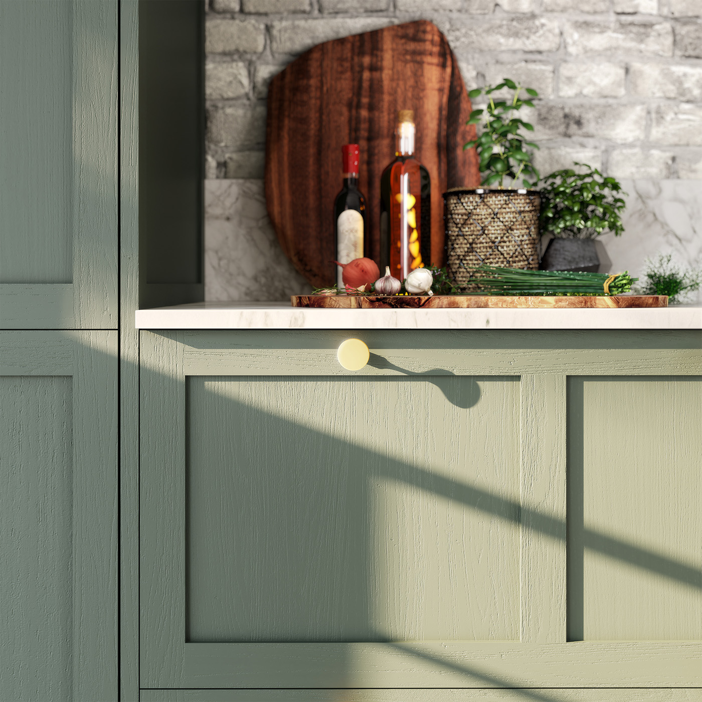 Cuisine en bois vert