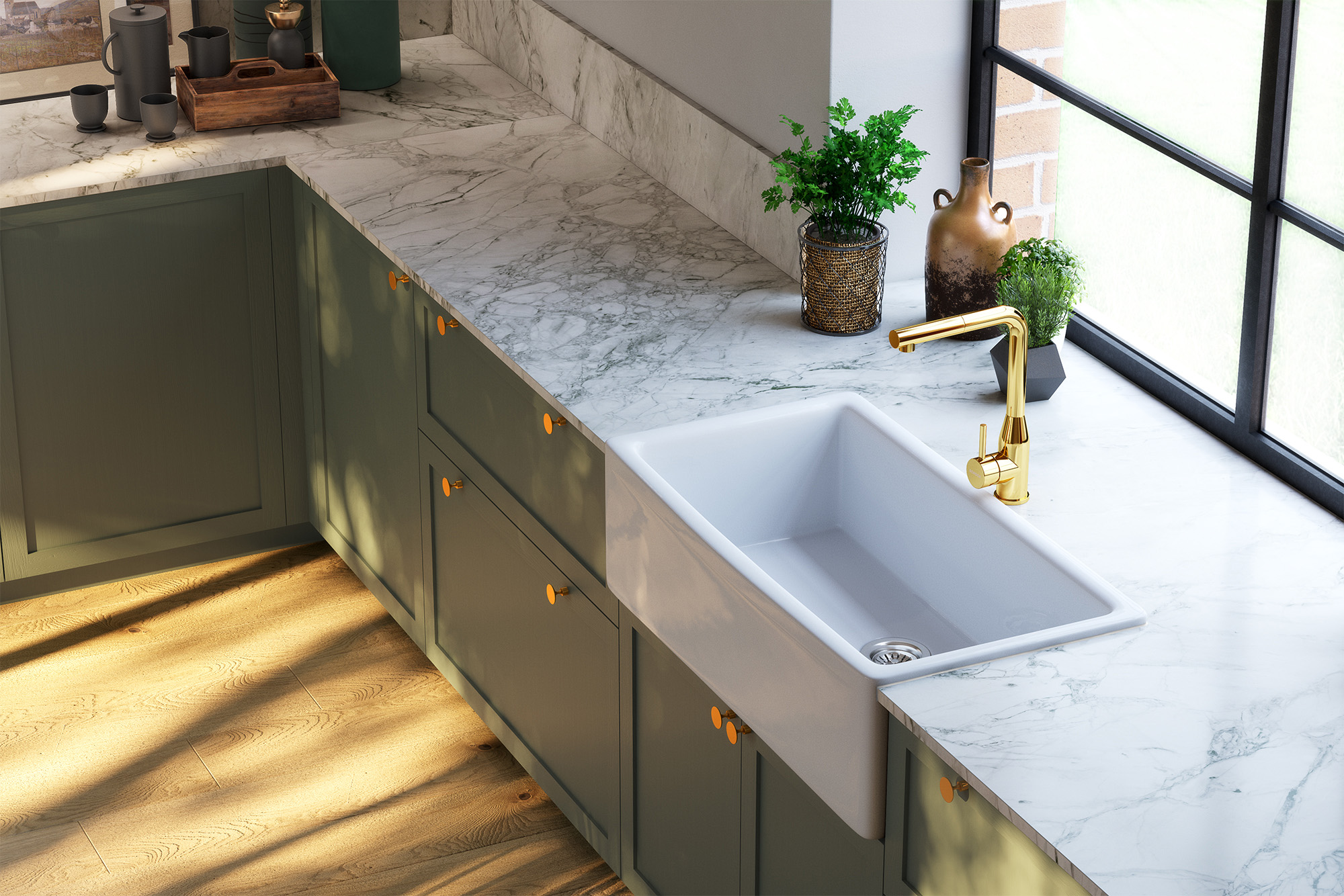 Cuisine vert et bois