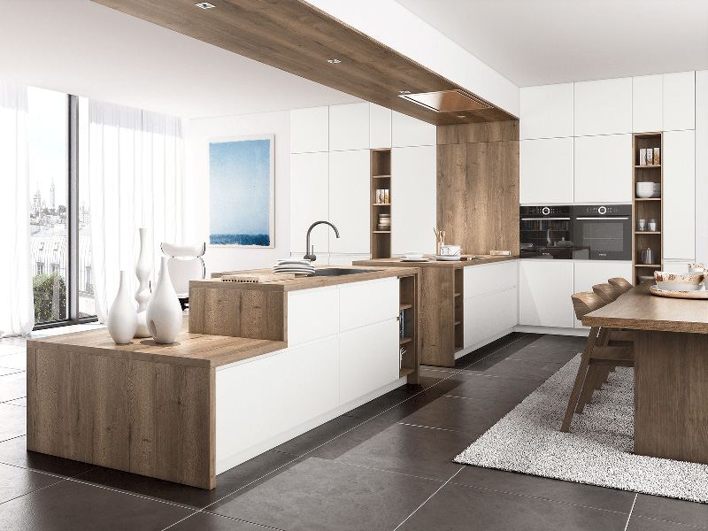 Cuisine bois et bleue