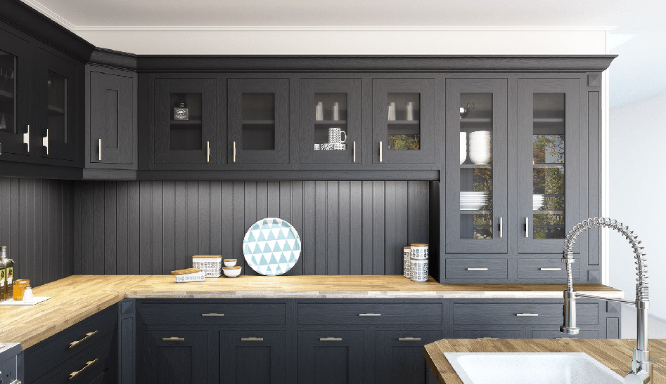 Cuisine traditionnelle noire et bois