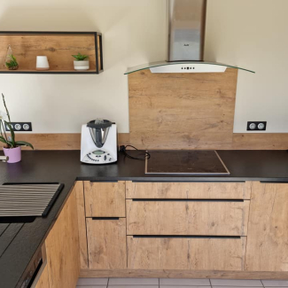 Cuisine en bois en L