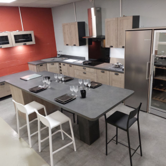 Cuisine grise et bois