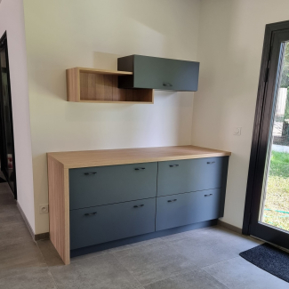 Meuble living gris et bois