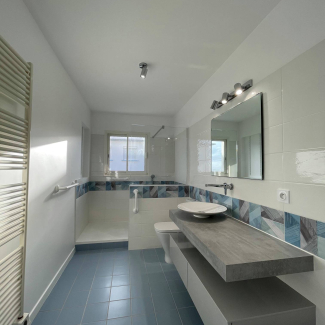 Salle de bain grise 