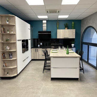 Cuisine blanche et bois