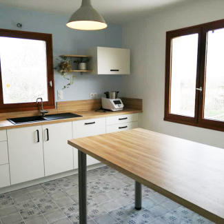 cuisine blanche et bois