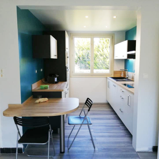 cuisine blanche et bois