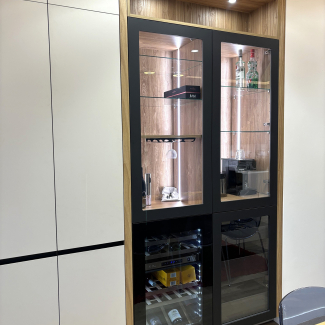 Cuisine beige sans poignée