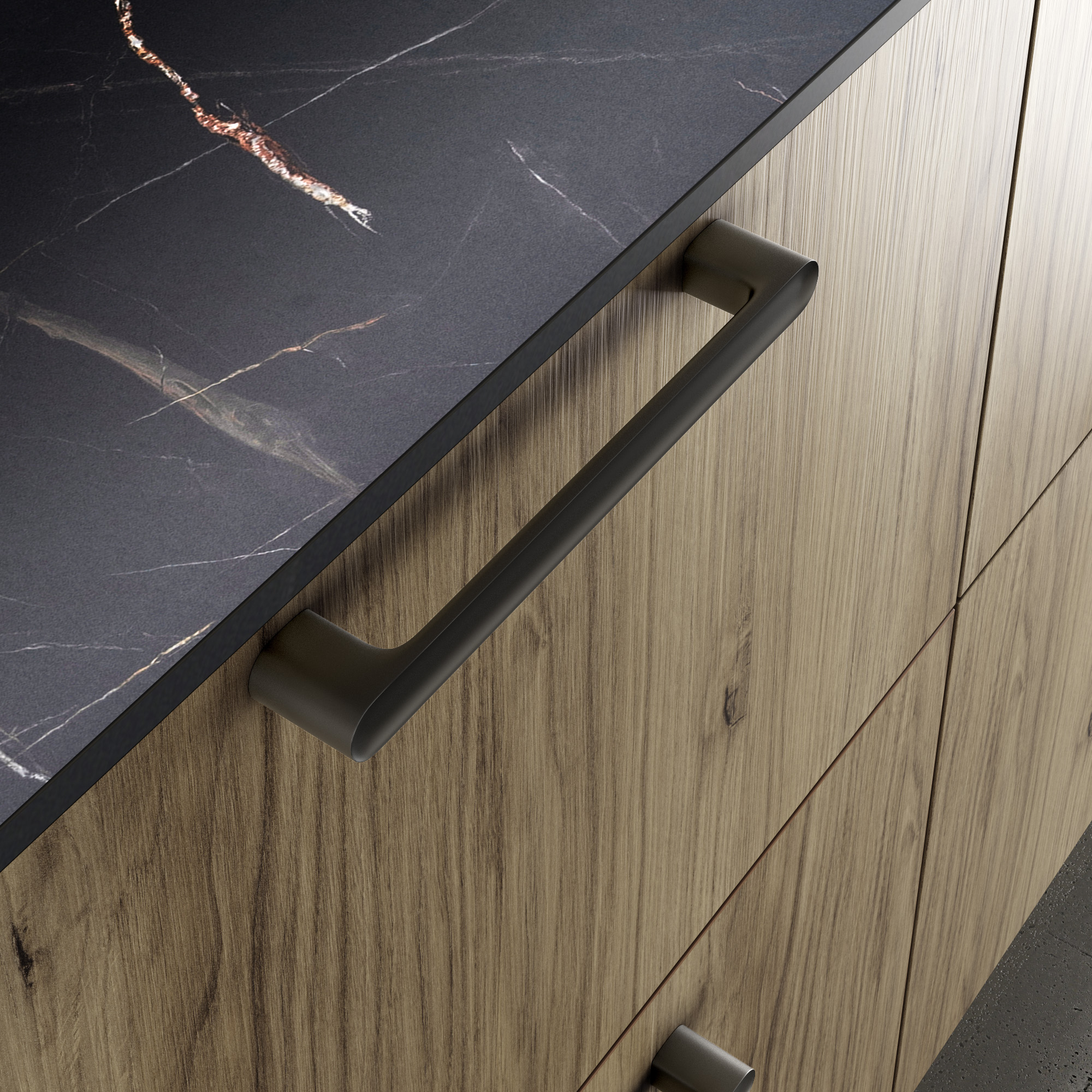 Plan de travail noir flammé