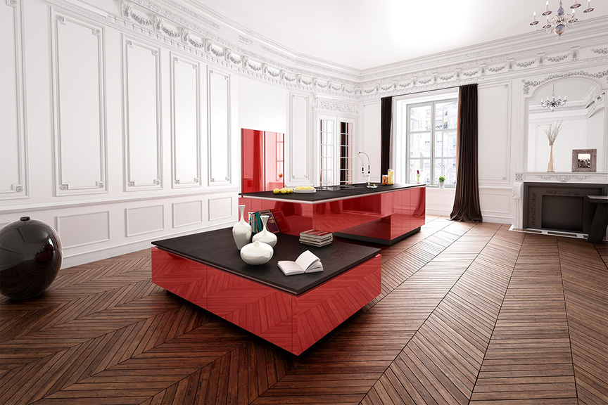 Cuisine moderne rouge